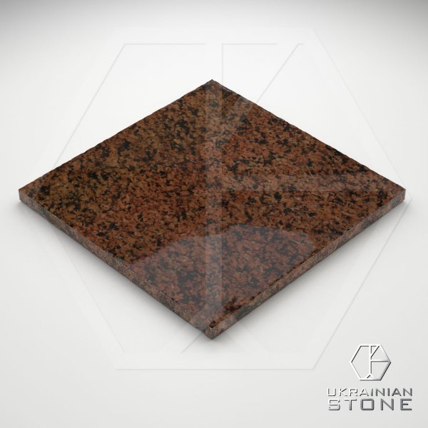 Плитка полированная из натурального камня, красная, 300*300; 600*300; 400*300; 400*200; 200*200; 150*150;300*200, Лезниковское месторождение, толщина 20 мм