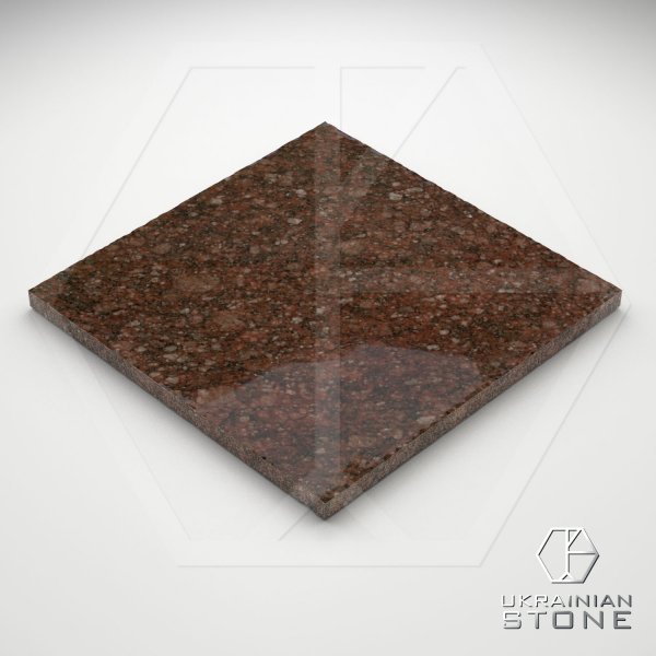 Плитка полированная из натурального камня, красная, 300*300; 600*300; 400*300; 400*200; 200*200; 150*150;300*200, Токовское месторождение, толщина 40 мм