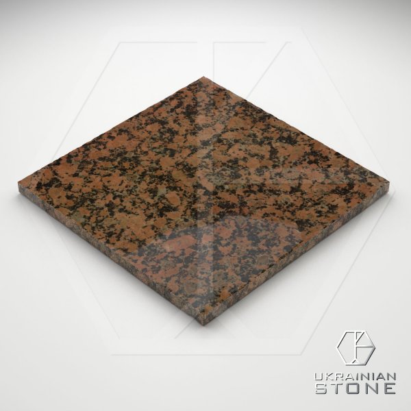 Плитка полированная из натурального камня, красная, 300*300; 600*300; 400*300; 400*200; 200*200; 150*150;300*200, Емельяновское месторождение, толщина 30 мм